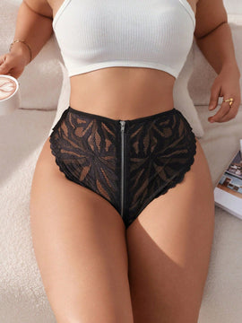 Tangas Para Mujeres Con Detalle De Cremallera Con Cinturilla Translucida De Color Solido