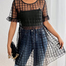 Prive Blusa De Encaje Con Volantes En Las Mangas Y Corte De Peplum Sin Camiseta Interior