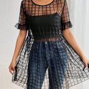 Prive Blusa De Encaje Con Volantes En Las Mangas Y Corte De Peplum Sin Camiseta Interior