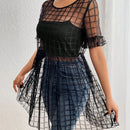 Prive Blusa De Encaje Con Volantes En Las Mangas Y Corte De Peplum Sin Camiseta Interior