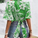 VCAY Camisa De Mujer Estampada Floral Con Nudo Frontal