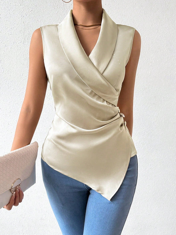 Clasi Camisa De Sarga Con Cuello Capa Para Mujeres