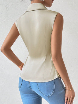 Clasi Camisa De Sarga Con Cuello Capa Para Mujeres