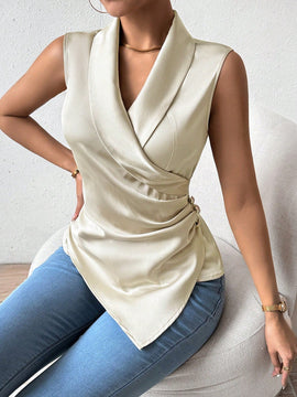 Clasi Camisa De Sarga Con Cuello Capa Para Mujeres