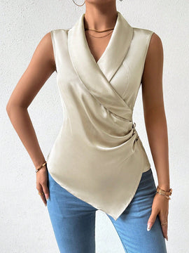 Clasi Camisa De Sarga Con Cuello Capa Para Mujeres