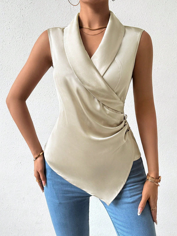 Clasi Camisa De Sarga Con Cuello Capa Para Mujeres