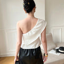 Prive Camisa De Mujer Con Un Solo Hombro Y Cuello Doblado