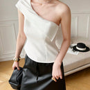 Prive Camisa De Mujer Con Un Solo Hombro Y Cuello Doblado
