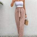 Frenchy pantalones regulares simples y lisos para mujeres para la vida diaria con cinturon