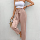 Frenchy pantalones regulares simples y lisos para mujeres para la vida diaria con cinturon