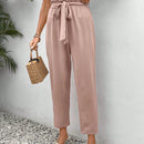 Frenchy pantalones regulares simples y lisos para mujeres para la vida diaria con cinturon