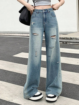 DAZY Jeans Rasgados Casuales Y2k Para Mujer