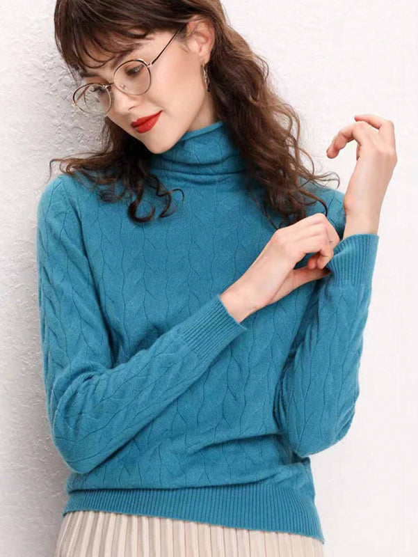 Essnce Sueter De Punto De Cable Con Cuello Alto Y unicolor