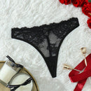 Tanga sexy de encaje de pestanas con contraste para mujer