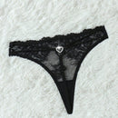 Tanga sexy de encaje de pestanas con contraste para mujer