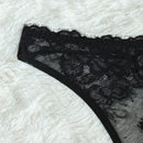 Tanga sexy de encaje de pestanas con contraste para mujer