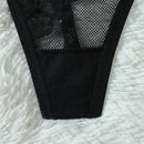 Tanga sexy de encaje de pestanas con contraste para mujer