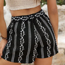 Anewsta Pantalones Cortos Y Blancos Con Cinturon Y Dobladillo De Encaje A Rayas