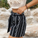Anewsta Pantalones Cortos Y Blancos Con Cinturon Y Dobladillo De Encaje A Rayas