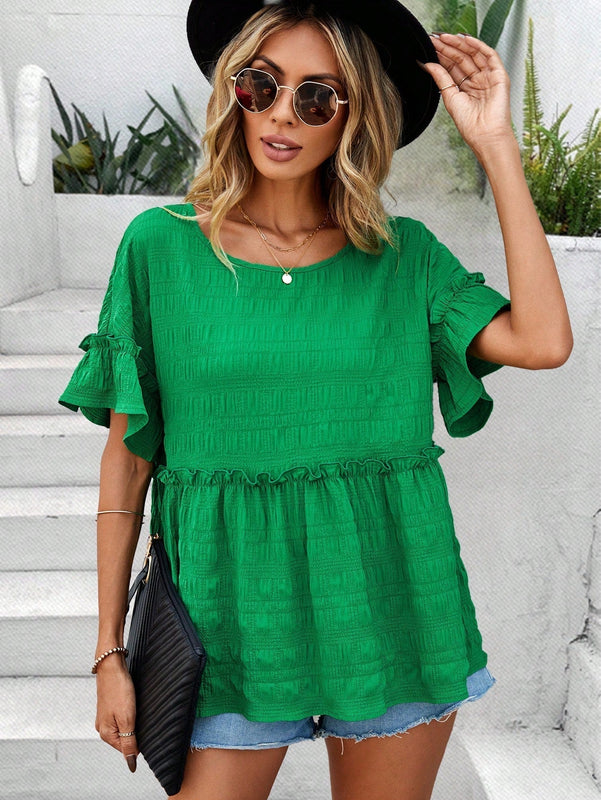 LUNE Camisa Texturizada De Mujer Con Dobladillo De Volantes