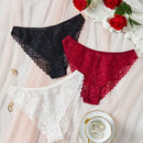 Conjunto De 3 Piezas De Braguitas Con Encaje Triangular Simple Y Romantico Para Mujeres En Color Solido