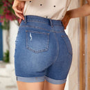 VCAY Pantalones Cortos De Mezclilla Desgastados De Ajuste Delgado Lavados