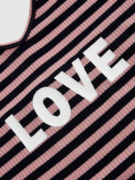 Qutie Top Sin Mangas Con Cuello Halter, Diseno De Rayas Y Letras Para Mujeres