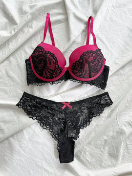 Nina Bonheur Conjunto De 2 Piezas De Bragas Y Sujetador De Contorno Juvenil Y Encaje Con Ajuste Comodo (talla S Y Boton Ajustable)