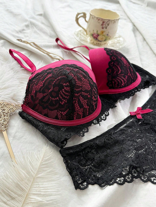 Nina Bonheur Conjunto De 2 Piezas De Bragas Y Sujetador De Contorno Juvenil Y Encaje Con Ajuste Comodo (talla S Y Boton Ajustable)