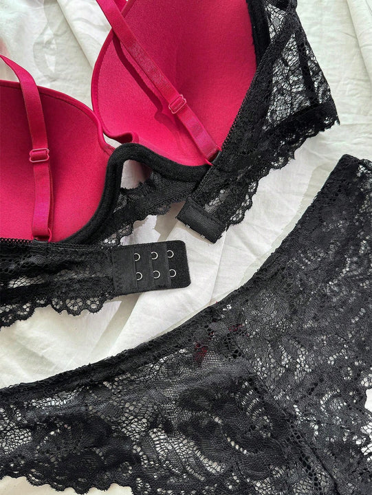 Nina Bonheur Conjunto De 2 Piezas De Bragas Y Sujetador De Contorno Juvenil Y Encaje Con Ajuste Comodo (talla S Y Boton Ajustable)