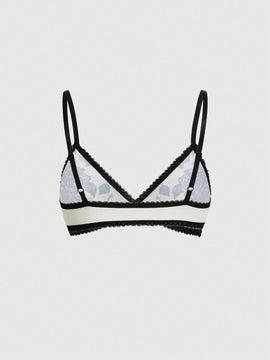 ROMWE Goth Sujetador De Copa Triangular Con Tirantes Contrastantes De Estilo Punk Oscuro Con Bordado De Rosa