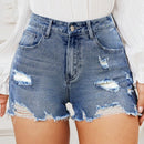 LUNE Shorts De Mezclilla Desgastados Y Deshilachados Para Mujer