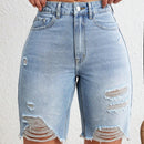 VCAY Shorts De Mezclilla Para Mujer Con Flecos Y Dobladillo Desgastado