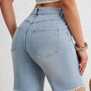 VCAY Shorts De Mezclilla Para Mujer Con Flecos Y Dobladillo Desgastado