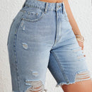 VCAY Shorts De Mezclilla Para Mujer Con Flecos Y Dobladillo Desgastado