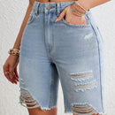 VCAY Shorts De Mezclilla Para Mujer Con Flecos Y Dobladillo Desgastado