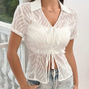 EZwear Blusa De Mujer Con Nudo Delantero De Manga Corta Y Dobladillo Alto Y Bajo