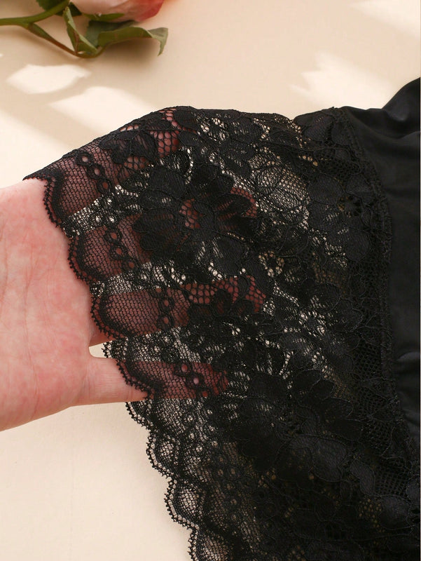 3 Piezas Panty Corto De Cintura Alta De Encaje Floral