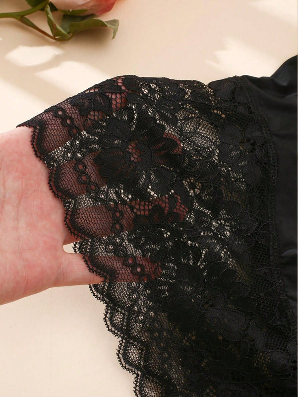 3 Piezas Panty Corto De Cintura Alta De Encaje Floral