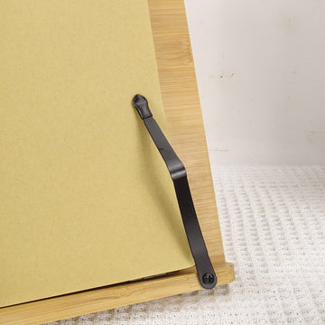 1pc Soporte de libro de bambú, atril de lectura ajustable, soporte portátil para libros de cocina para escritorio, atril de estudio para niños, soporte para documentos con clips para páginas