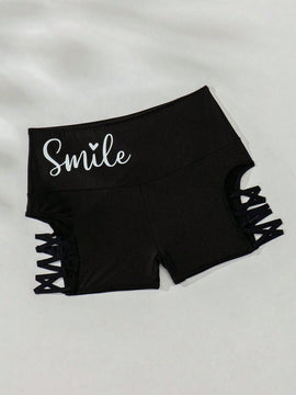 Shorts Hipster Ajustados Con Estampado De Letras