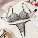 Conjunto De Lenceria De Malla Floral Para Mujer