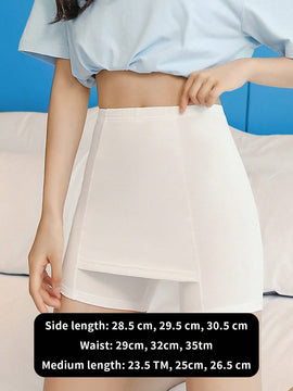 1 pieza Falda de pantalon de seguridad de seda de leche, diseno sin costuras 2 en 1 para mujeres, antiexposicion con entrepierna de doble capa blindada