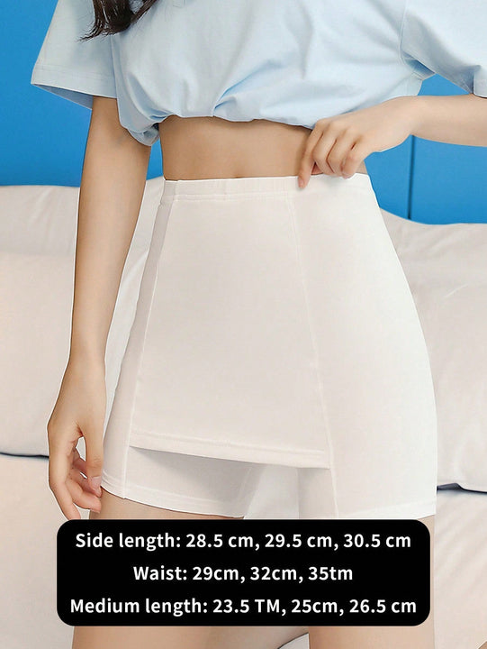 1 pieza Falda de pantalon de seguridad de seda de leche, diseno sin costuras 2 en 1 para mujeres, antiexposicion con entrepierna de doble capa blindada