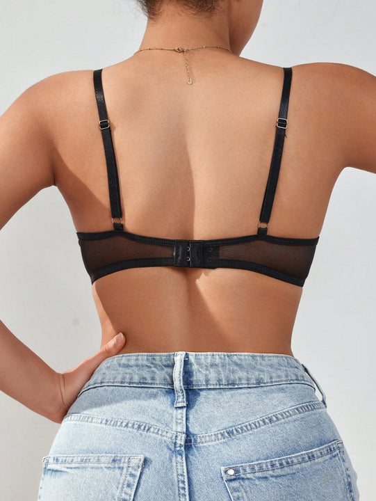 Sujetador De Malla Floral Para Mujer