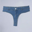 Mini Shorts De Mezclilla Con Triangulo Bajo Para Mujeres, Verano, Para Playa Y Discoteca