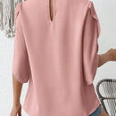 Clasi Camisa De Manga Acampanada Con Cuello Levantado Y De Un Solo Color