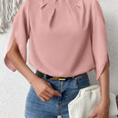 Clasi Camisa De Manga Acampanada Con Cuello Levantado Y De Un Solo Color