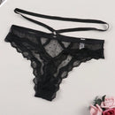 Tanga unica de moda para mujeres, sexy con banda de cintura decorada con encaje hueco y estampado floral
