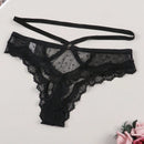 Tanga unica de moda para mujeres, sexy con banda de cintura decorada con encaje hueco y estampado floral